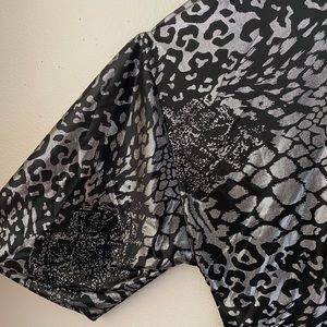 Silky Silver Animal Print Party Shirt VINTAGE